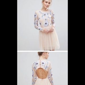 ASOS NWOT pink tulle embroidered mini dress 2
